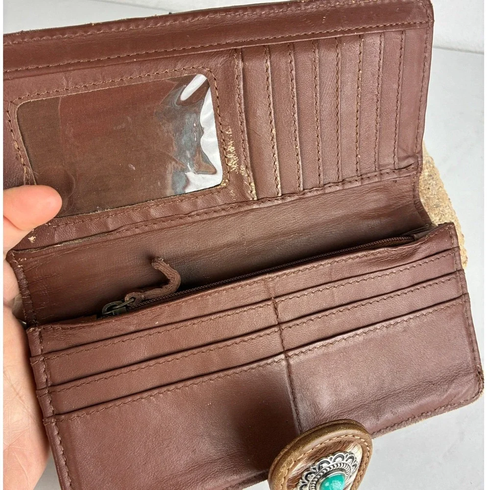 United Supply Co Brown Cowhide Concho Wallet - OS - Boho Western Southwestern